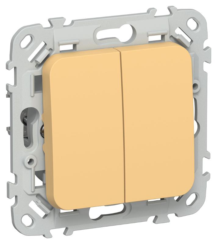 FLITE Выключатель 2-клавишный кнопочный 10А ВС12-2-0-ФлЗ золотарник