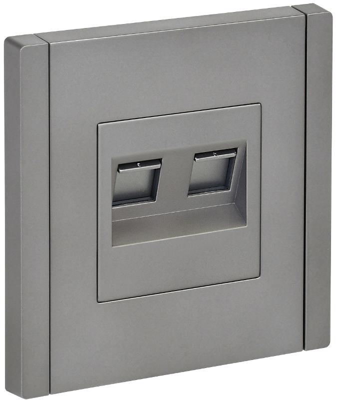 FORTE&PIANO Розетка комп. 2-ая RJ45 кат.6 FP534 сталь