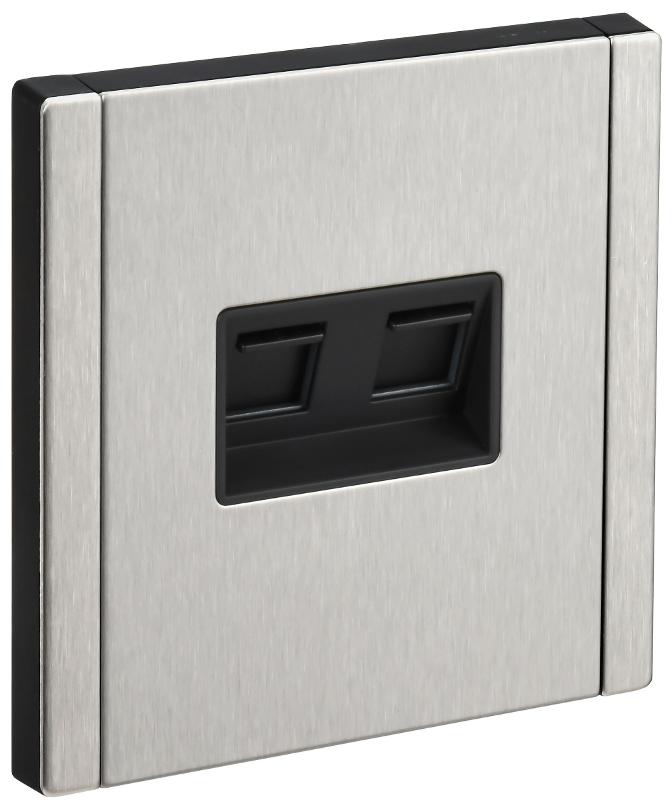 FORTE&PIANO Розетка комп. 2-ая RJ45 кат.6 FP734M металл никель