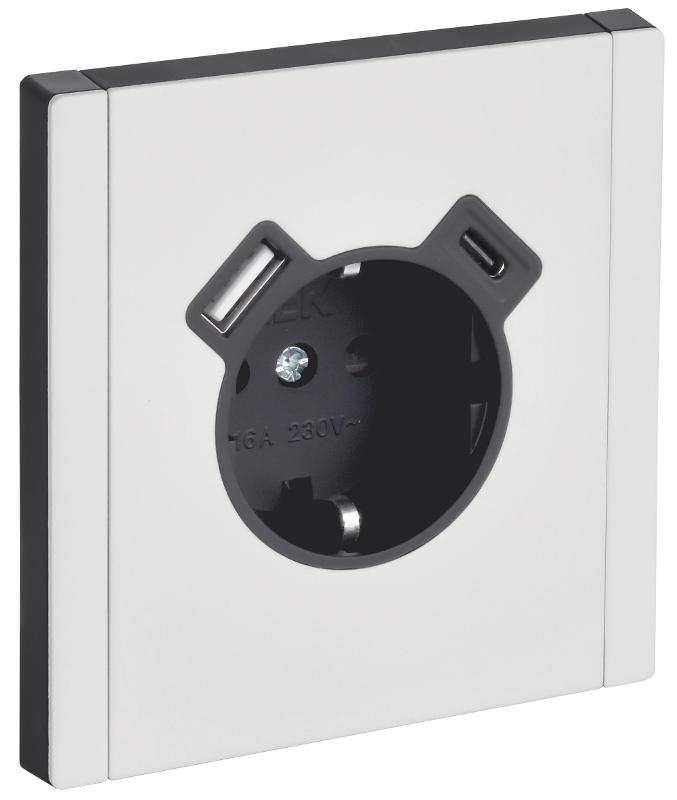 FORTE&PIANO Розетка с заземлением со шторками в/к 16А USB A+C 18Вт FP247M белый