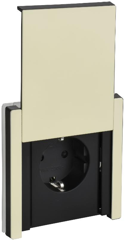 FORTE&PIANO Розетка с заземлением со шторками с крышкой безвинтовое крепление 16А IP44 FP819M металл серый сланец