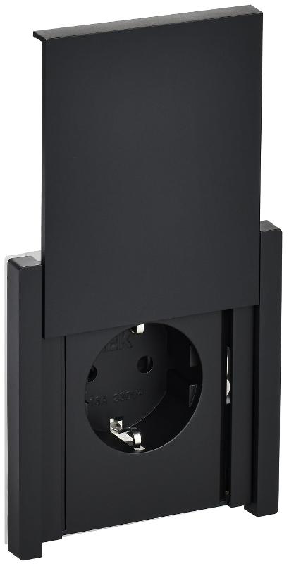 FORTE&PIANO Розетка с заземлением, со шторками, с крышкой в/к 16А IP44 FP121 черный