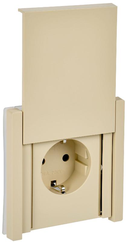 FORTE&PIANO Розетка с заземлением, со шторками, с крышкой в/к 16А IP44 FP421 ваниль