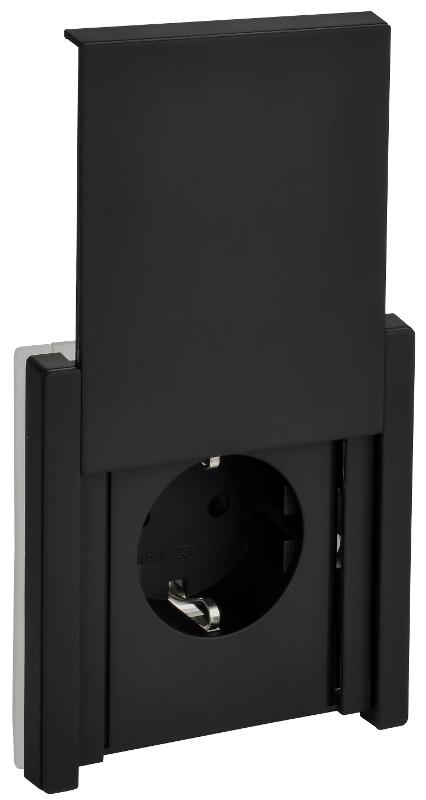 FORTE&PIANO Розетка с заземлением со шторками с крышкой в/к 16А IP44 FP121M черный