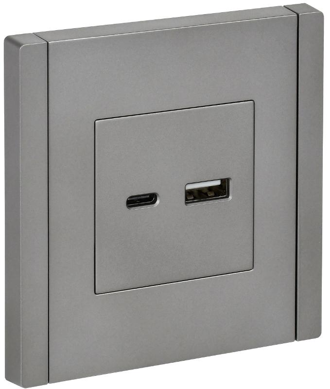 FORTE&PIANO Розетка USB A+C 18Вт FP551 сталь