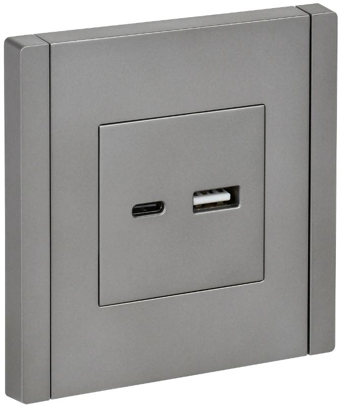 FORTE&PIANO Розетка USB A+C 3,1А FP550 сталь