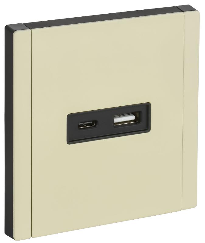 FORTE&PIANO Розетка USB A+C 3,1А FP850M металл серый сланец
