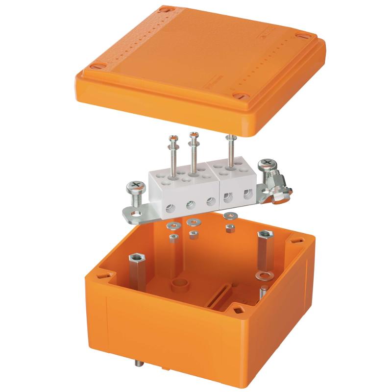 Коробка распределительная пластиковая FS огн., IP56,100х100х50мм, 5р, 450V,20A,10мм.кв с гладкими стенками и клеммниками