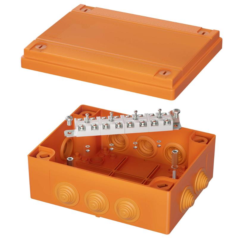 Коробка распределительная пластиковая FS огн.,IP55,150х110х70мм, 12р, 450V,6A,4мм.кв с кабельными вводами и клеммниками