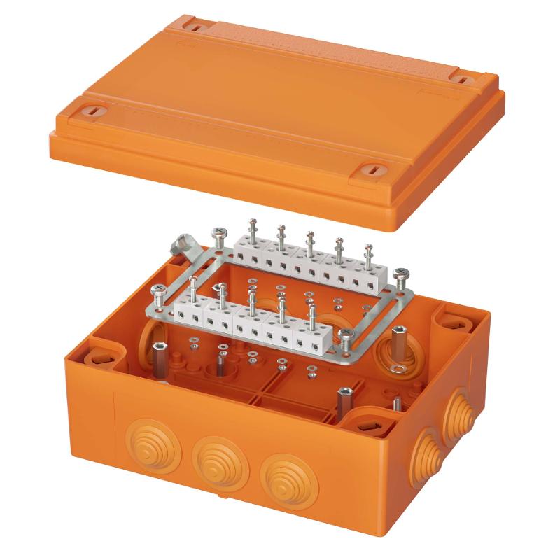 Коробка распределительная пластиковая FS огн.,IP55,240х190х90мм, 20р, 450V,6A,4мм.кв с кабельными вводами и клеммниками