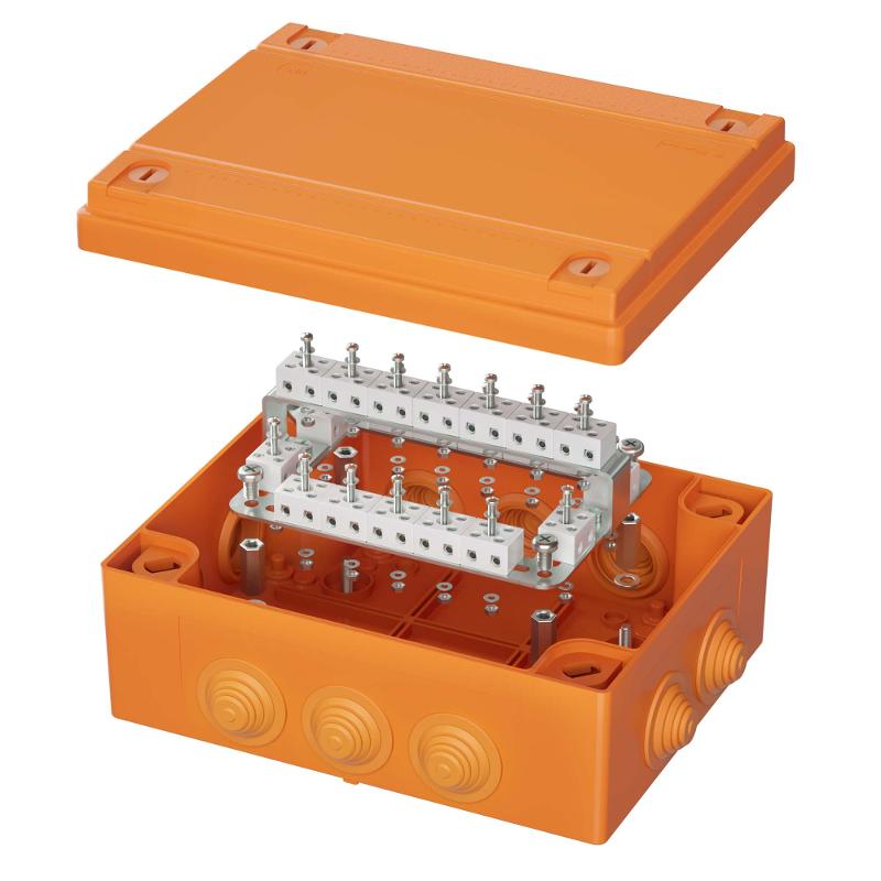 Коробка распределительная пластиковая FS огн.,IP55,240х190х90мм, 40р, 450V,6A,4мм.кв с кабельными вводами и клеммниками