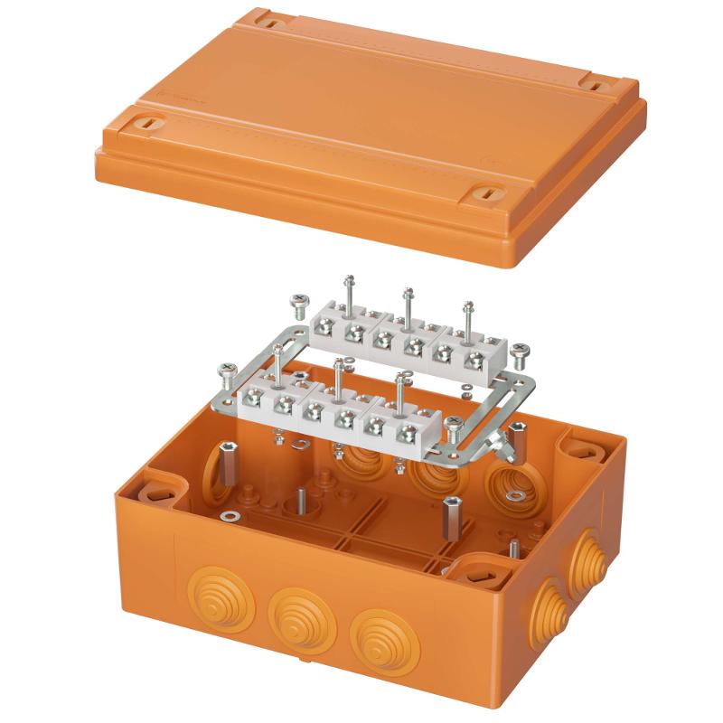 Коробка распределительная пластиковая FS огн.,IP55,240х190х90мм, 12р, 450V,32A,10мм.кв с кабельными вводами и клеммниками