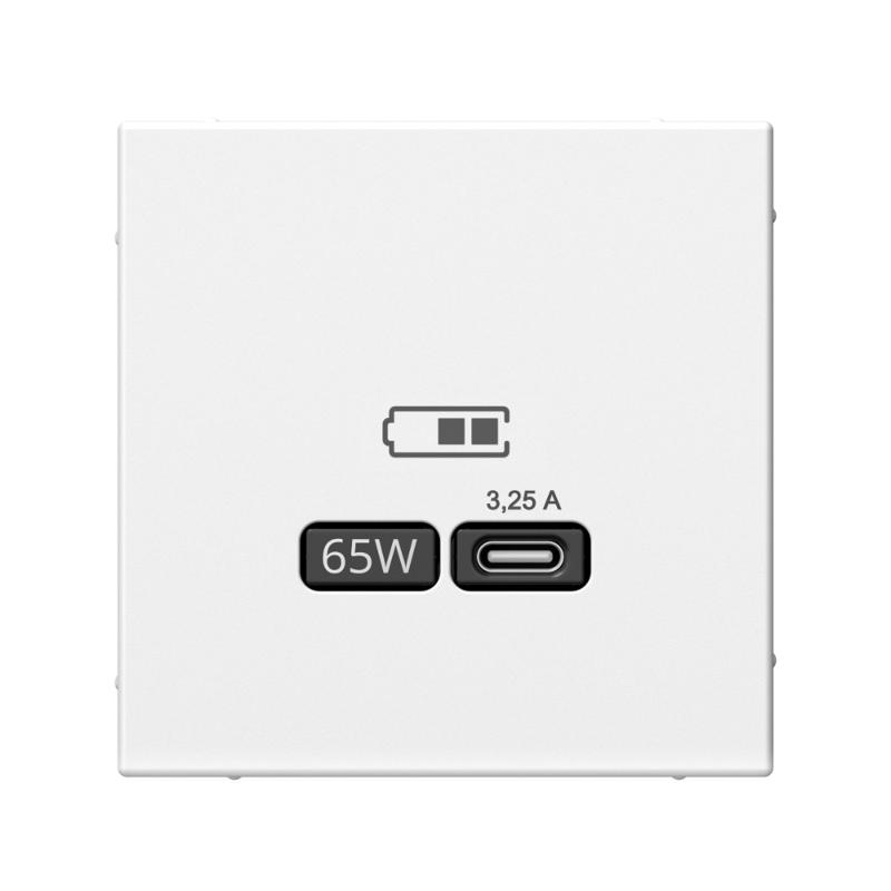 ArtGallery Белый Розетка USB тип-С 65Вт высокоскор.заряд. QC, PD, механизм