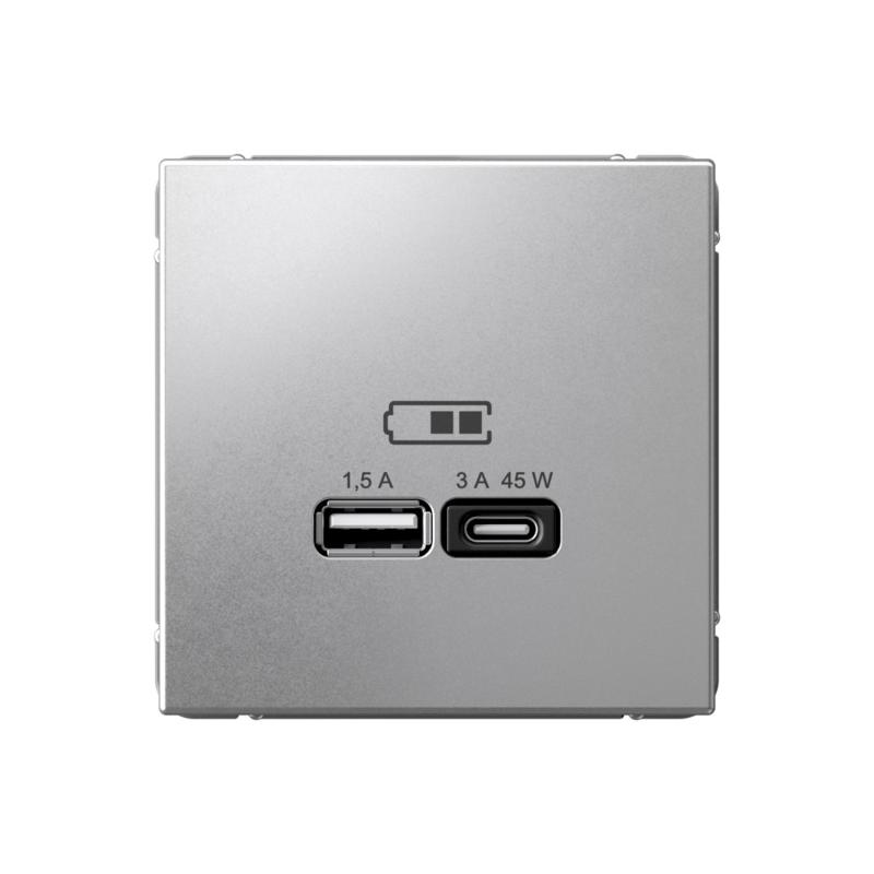 ArtGallery Алюминий Розетка USB A + тип-C 45Вт высокоскор.заряд. QC, PD, механизм