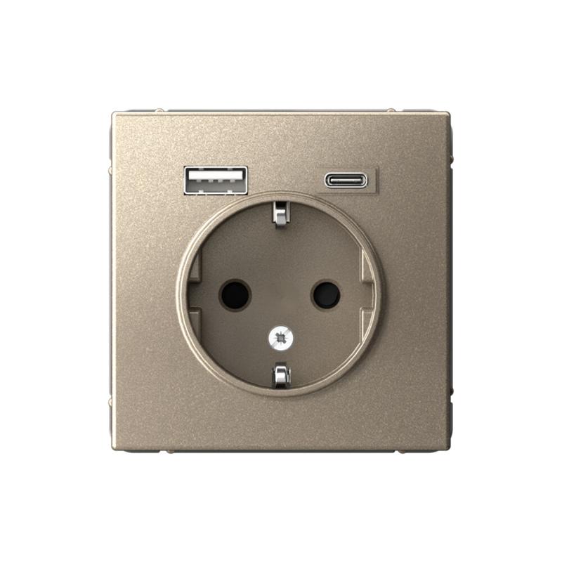ArtGallery Шампань Розетка 16А с 2 USB A+C, 5В/2,4А/3,0А, 2х5В/1,5А, механизм