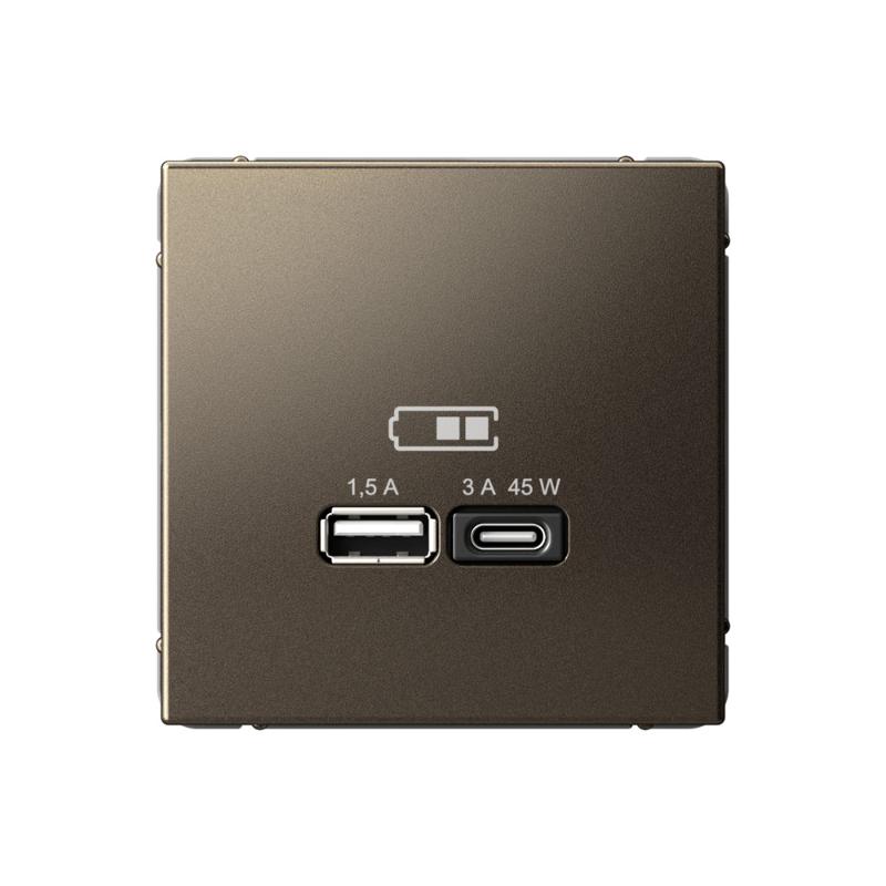 ArtGallery Мокко Розетка USB A + тип-C 45Вт высокоскор.заряд. QC, PD, механизм