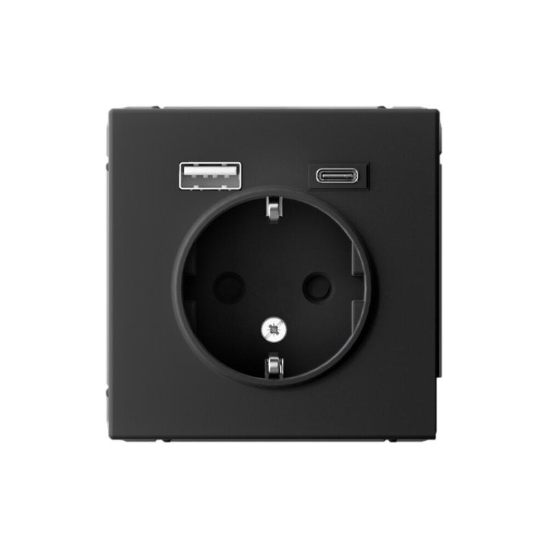 ArtGallery Карбон Розетка 16А с 2 USB A+C, 5В/2,4А/3,0А, 2х5В/1,5А, механизм
