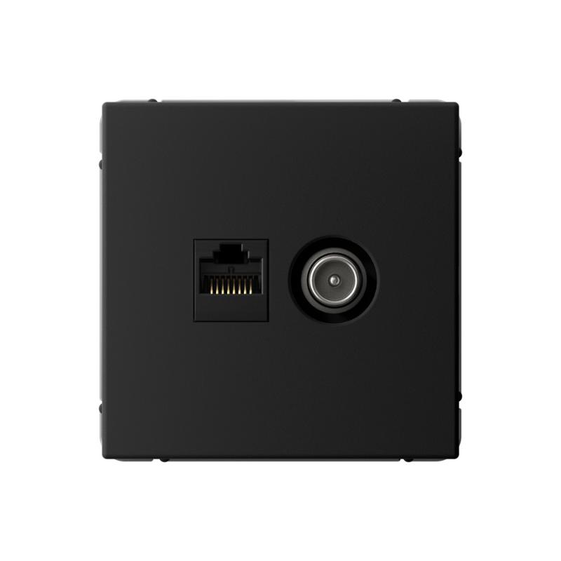 ArtGallery Карбон Розетка двойная TV + компьютерная RJ45, кат. 5Е