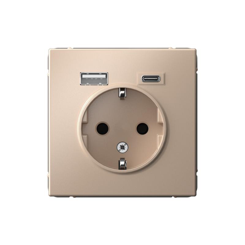 ArtGallery Песочный Розетка 16А с 2 USB A+C, 5В/2,4А/3,0А, 2х5В/1,5А, механизм