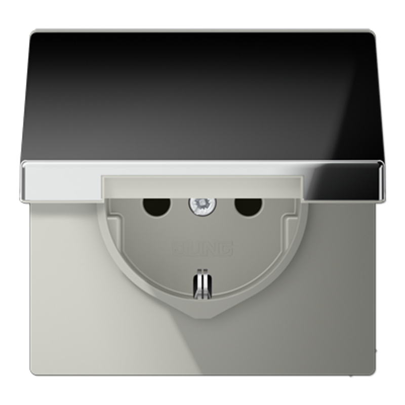 Штепсельная розетка SCHUKO 16A 250V~ с защитой от детей и откидной крышкой; полированный хром