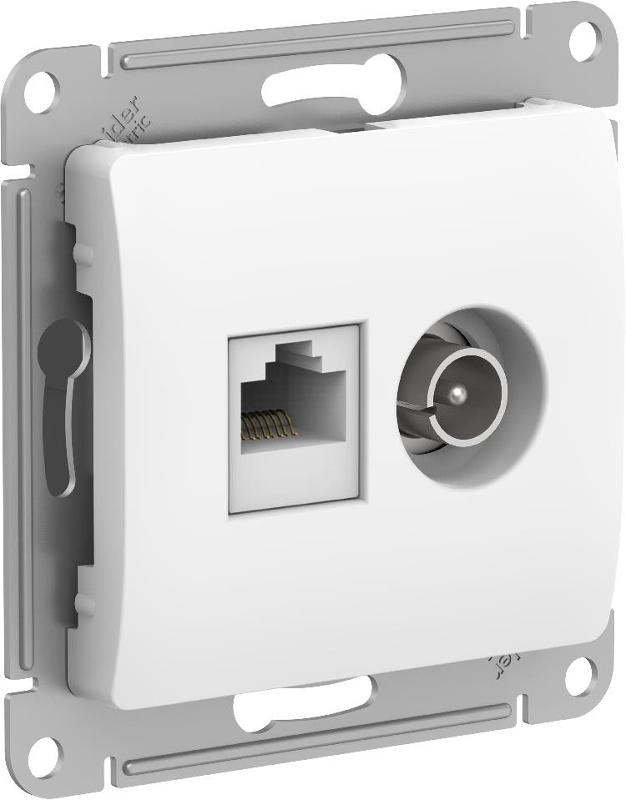 Glossa Белый Розетка 2-ая TV + компьютерная RJ45, кат. 5Е, механизм