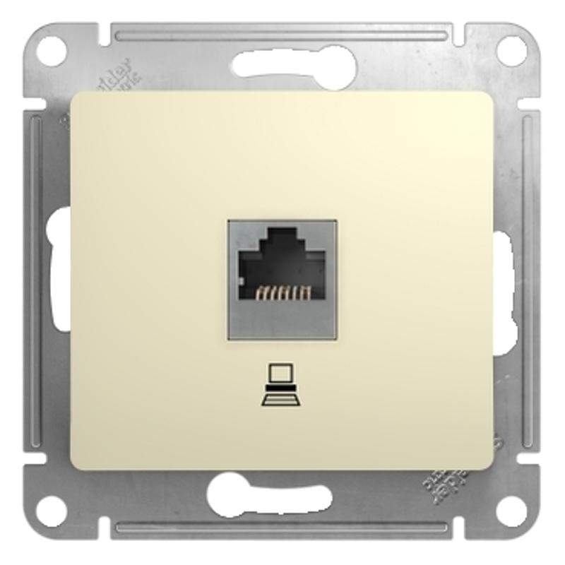 Glossa Бежевый Розетка компьютерная RJ45 кат.5E