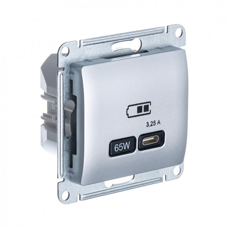 Glossa Алюминий USB Розетка тип-C 65W высокоскор.заряд. QC PD