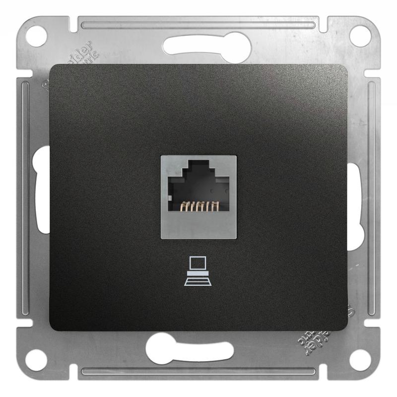 Glossa Антрацит Розетка компьютерная RJ45 кат.5E