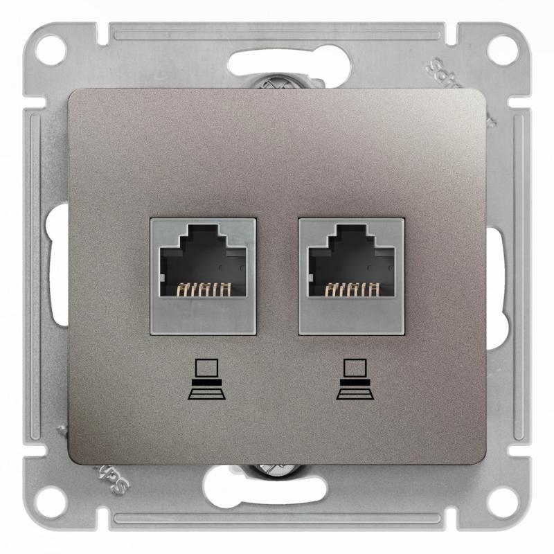 Glossa Платина Розетка 2-ая компьютерная RJ45+RJ45, кат.5E