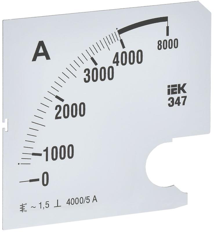 Шкала смен. для амперметра Э47 4000/5А-1,5 96х96мм