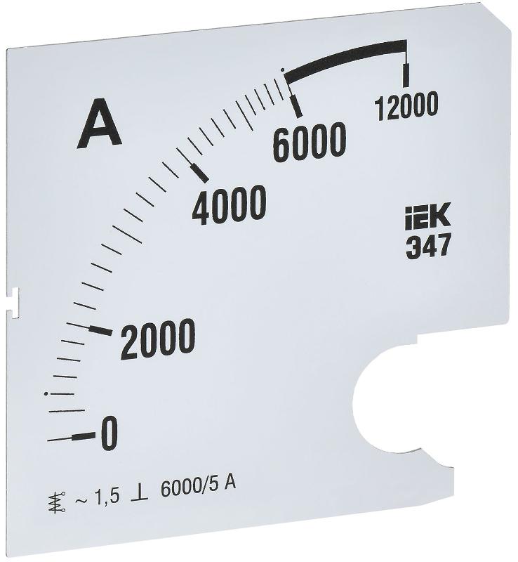 Шкала смен. для амперметра Э47 6000/5А-1,5 96х96мм