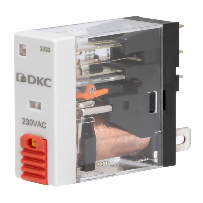 Реле миниатюрное промышленное, 1CO, ком. ток 12А, AgSnO2, напряжение 12V AC, опция: тест-кнопка+светодиод