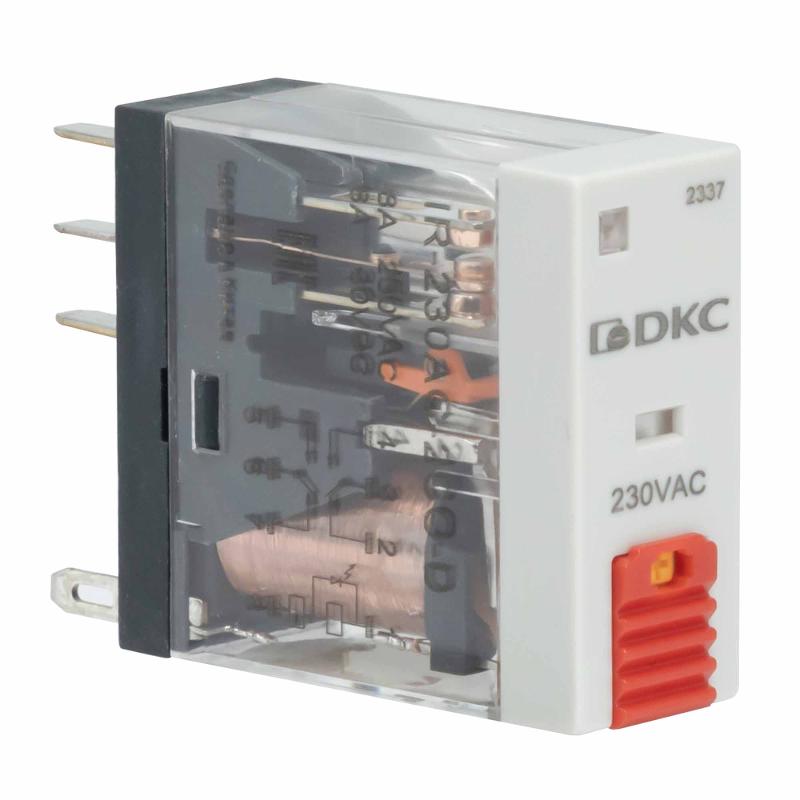 Реле миниатюрное промышленное, 2CO, ком. ток 8А, AgSnO2, напряжение 24V AC, опция: тест-кнопка+светодиод