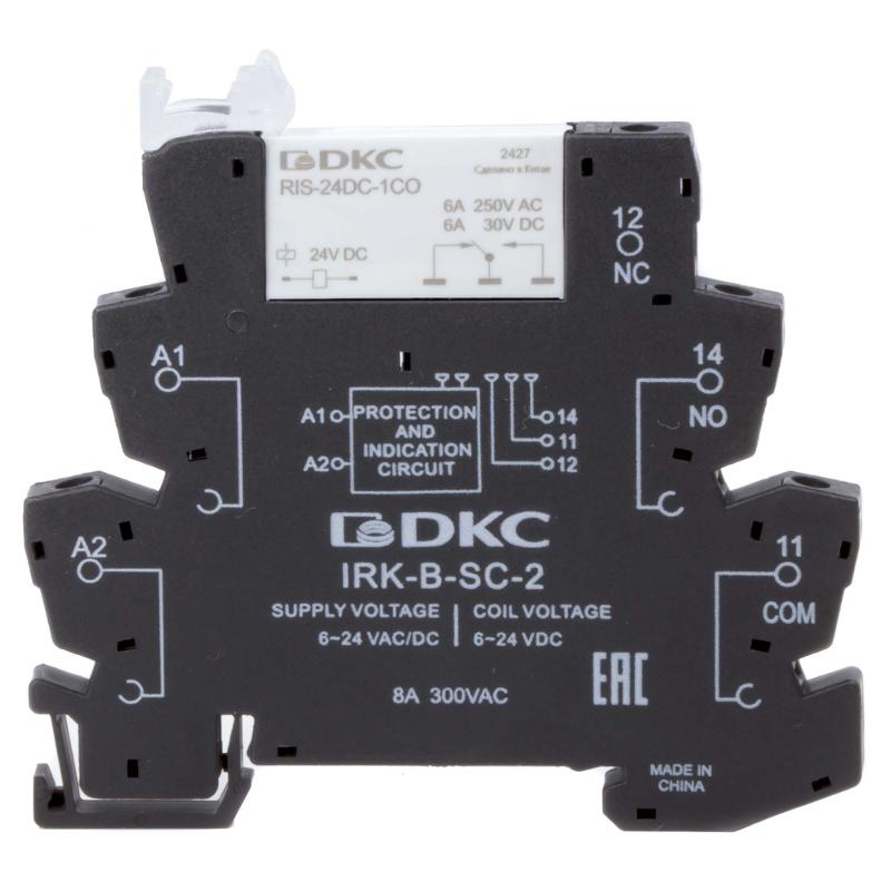 Реле интерфейсное, 1CO, ком. ток 6А, AgSnO2, напряжение 12V AC/DC, винтовые клеммы.