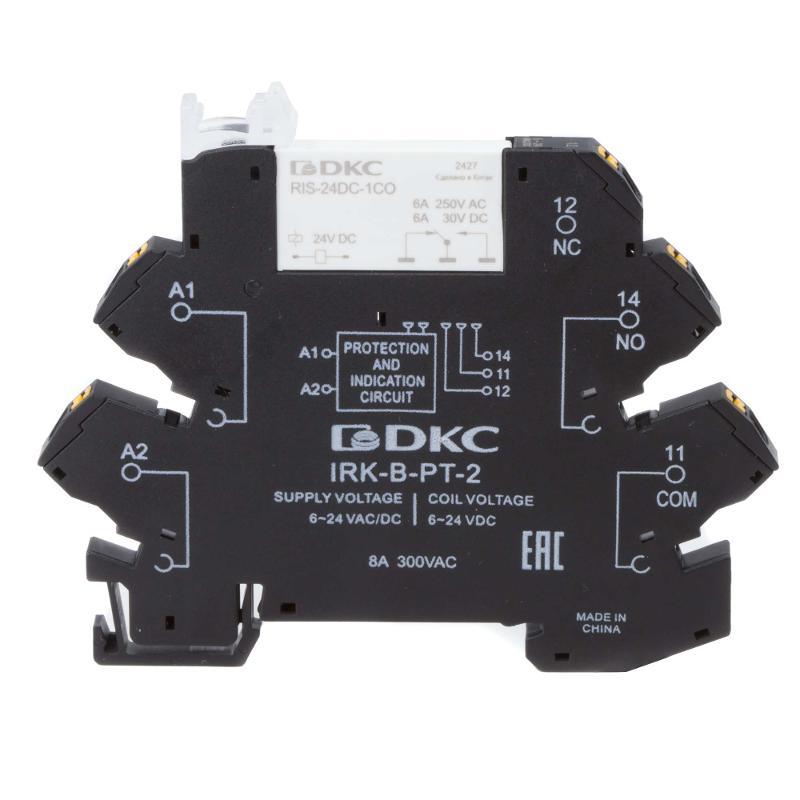 Реле интерфейсное, 1CO, ком. ток 6А, AgSnO2, напряжение 24V AC/DC, push-in клеммы.