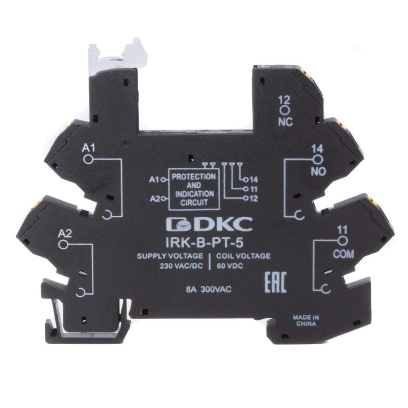 Колодка ультратонкая для реле серии RIS, вх. напр. 230V AC/DC, push-in клеммы