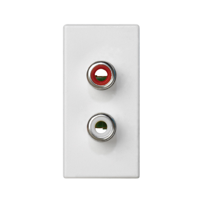 Simon Connect Плата с 2-мя разъёмами RCA audio, 1/2 К45, винтовой зажим, "тюльпаны", алюминий