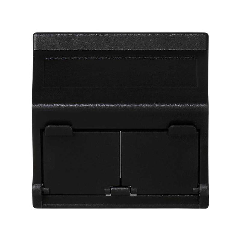 Simon Connect Наклонный адаптер на 2 RJ45 коннектора, защит.щторки, исп.совм. с MD67, К45, графит