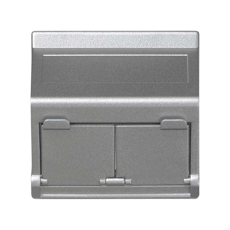 Наклонный адаптер на 2 RJ45 коннектора, защит.щторки, исп.совм. с MD67, К45, алюминий Simon connect