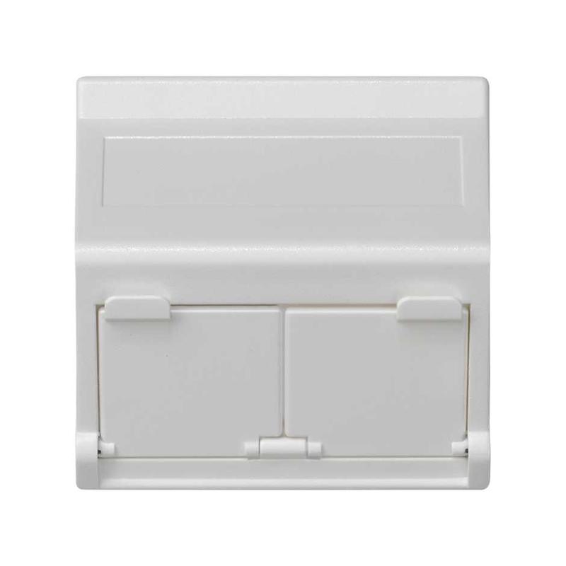 Simon Connect Наклонный адаптер на 2 RJ45 коннектора, защит.щторки, исп.совм. с MD67, К45, белый