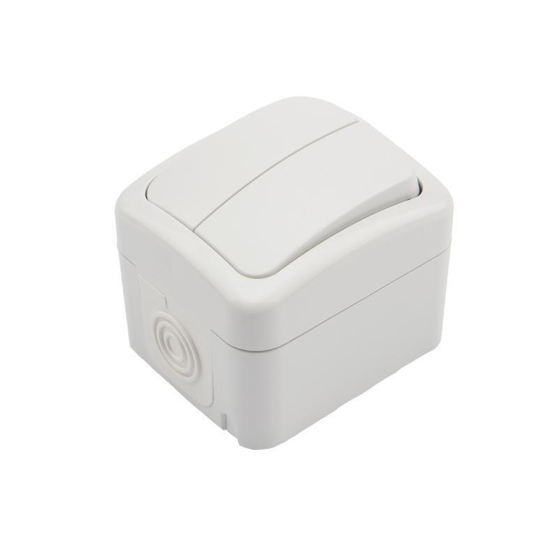 Выключатель двухклавишный Mini OG OG IP54, о/у, белый