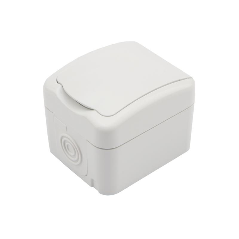 Розетка одноместная Mini OG IP54, с заземлением, о/у, белая