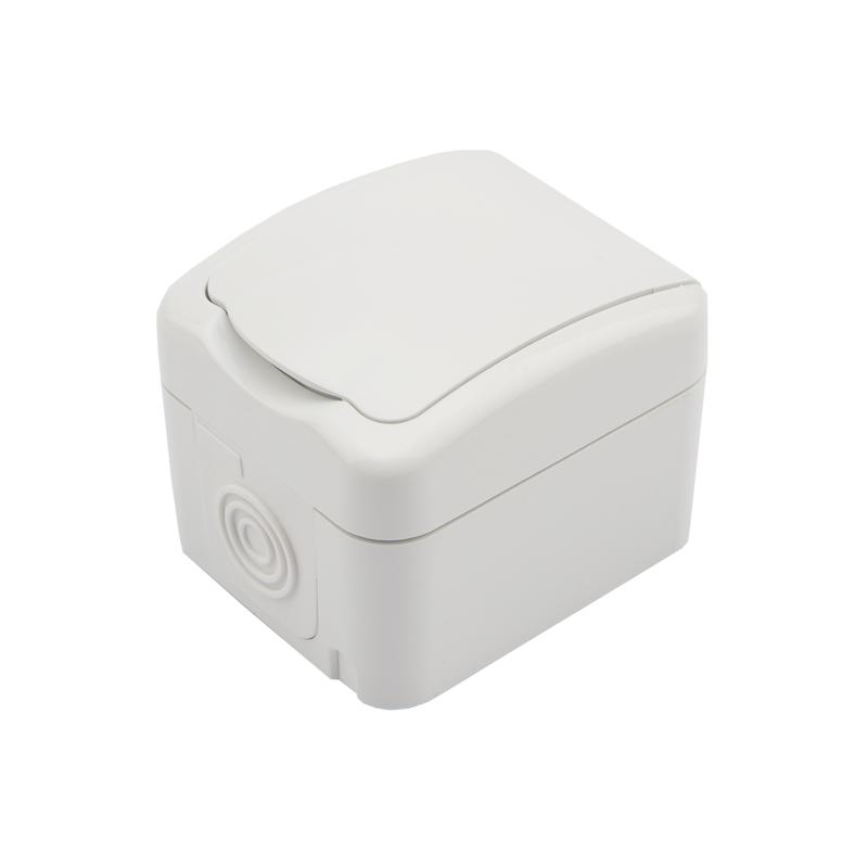 Розетка одноместная (керамика) Mini OG IP54, с заземлением, о/у, белая