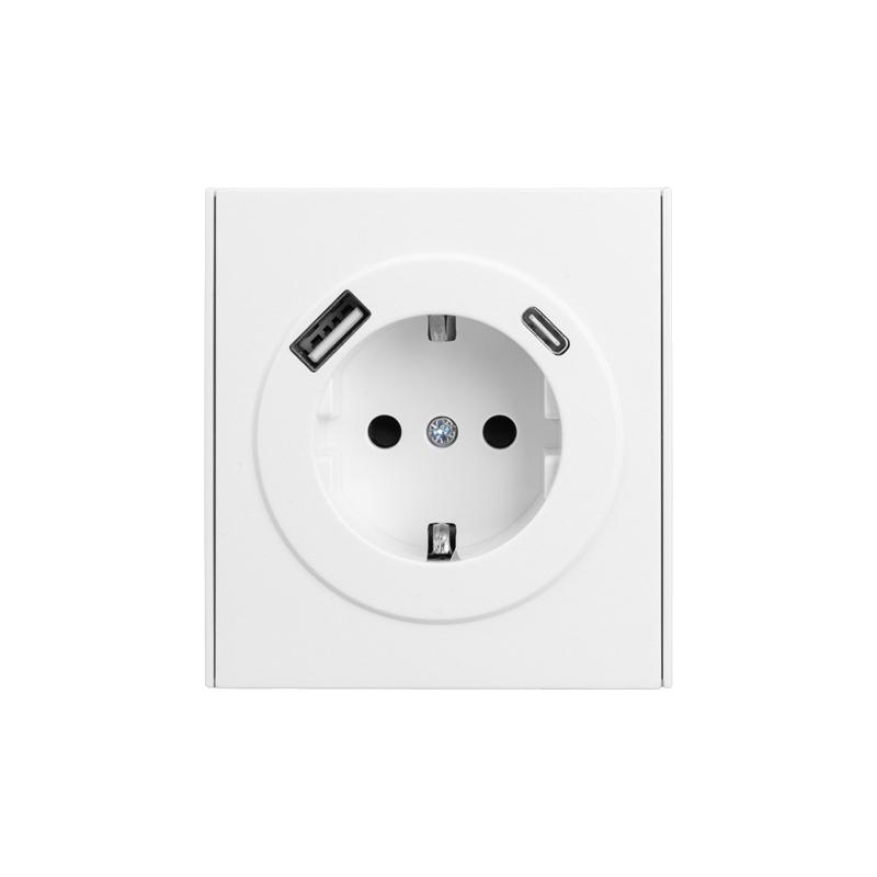 Розетка STRONG 1-ая с/з с/у з/ш 16А с USB A+C быстрой зарядки 5В/3А жемчуг