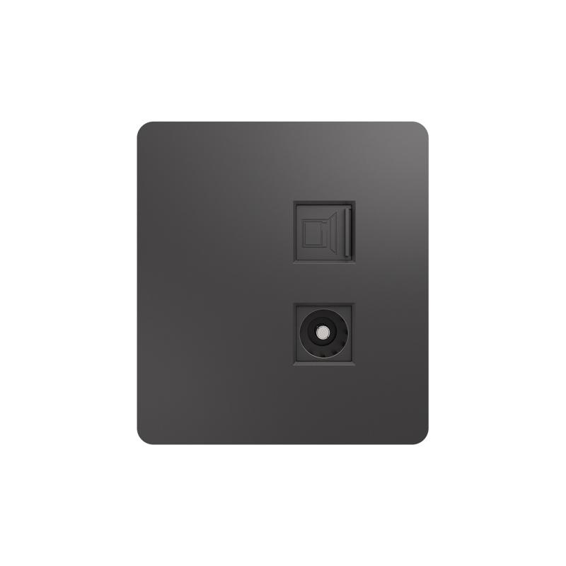 Розетка ROUND компьютерная RJ45 кат6 + TV с/у титан