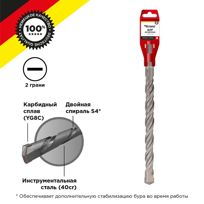 Бур по бетону 26x310x250 мм SDS PLUS