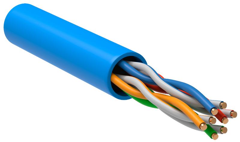 Кабель связи витая пара U/UTP, кат.5E 4х2х24AWG solid, PVC, 305м, синий