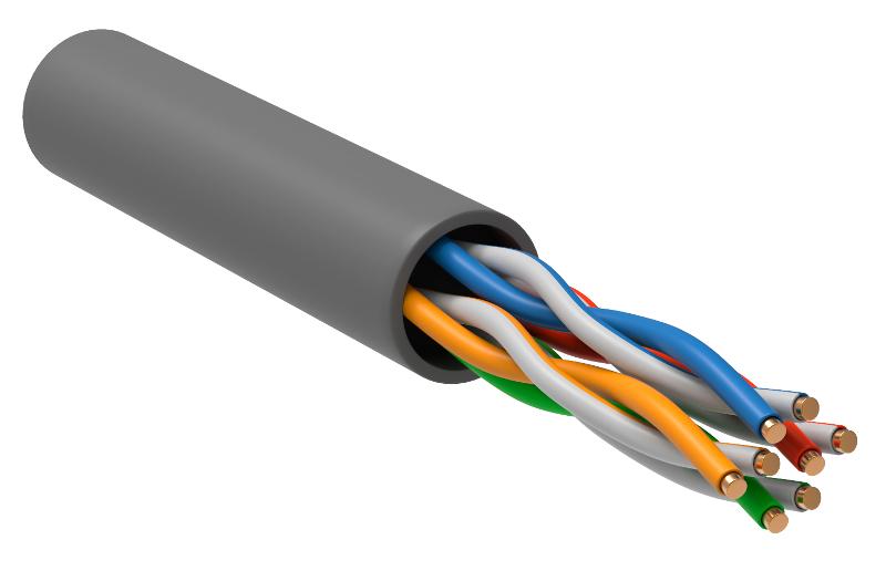 Каб. в. п. U/UTP кат. 5E 4x2х24AWG solid LSZH серый