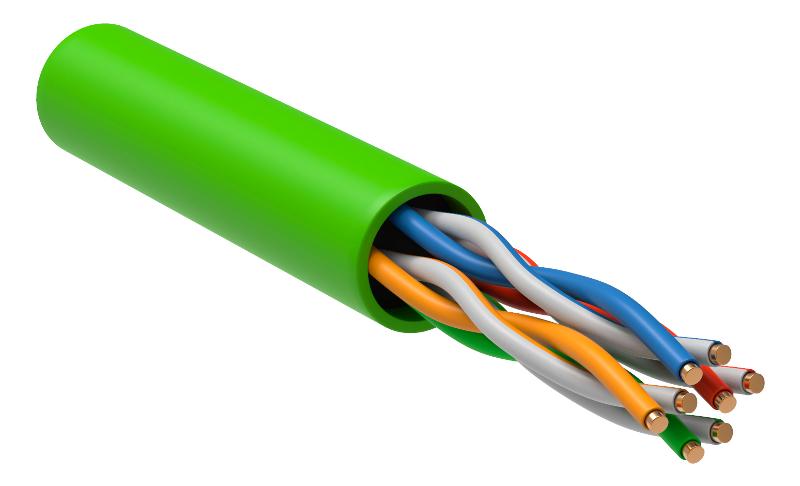 Кабель связи витая пара U/UTP кат.5E 4x2х24AWG solid LSLTx нг(А)-LSLTx зеленый (305м)