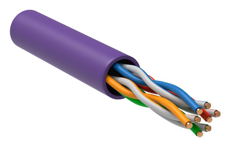 Каб. в. п. U/UTP кат. 5E 4х2х24AWG solid LSZH 305м фиол.